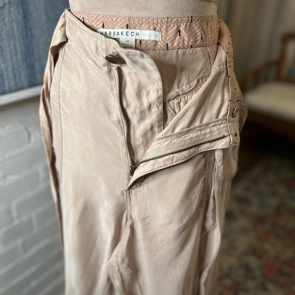 NWT Anthropologie Marrakech Nude Lightweight Tie Front Pants - Picture 9 of 16